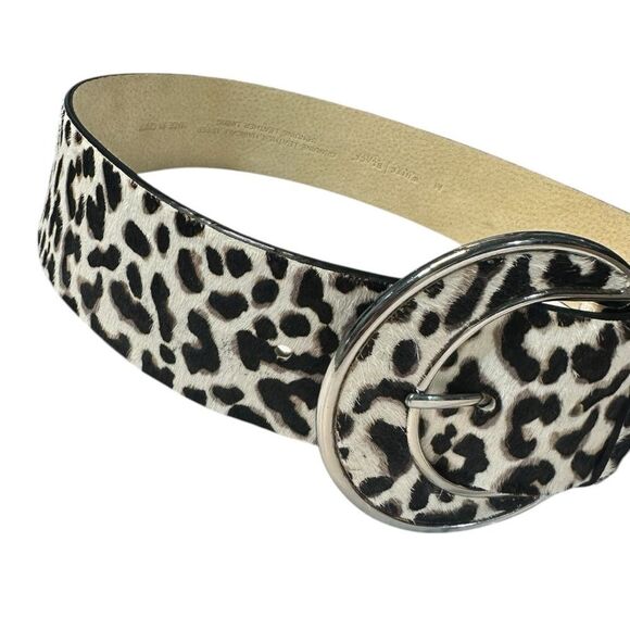WHBM Leopard Print 2” Wide Width Leather & Calf Hair Statement Belt Size Medium - Picture 5 of 11